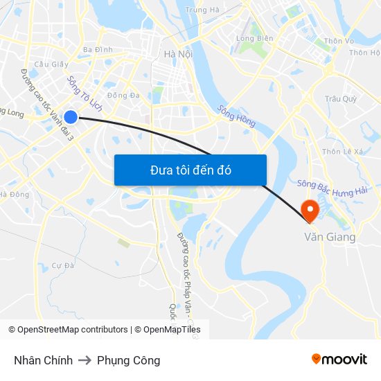 Nhân Chính to Phụng Công map