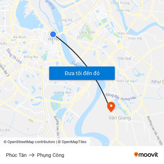 Phúc Tân to Phụng Công map