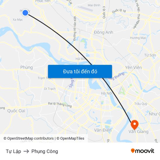 Tự Lập to Phụng Công map