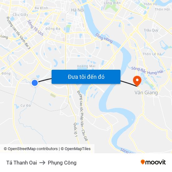 Tả Thanh Oai to Phụng Công map