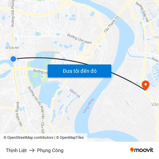 Thịnh Liệt to Phụng Công map