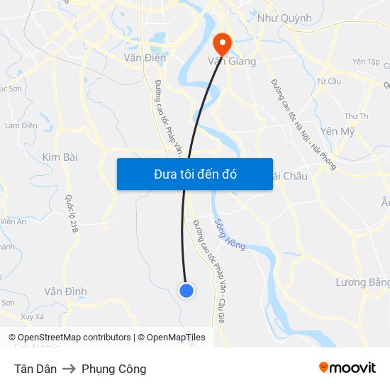 Tân Dân to Phụng Công map