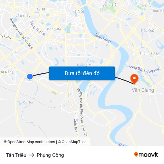 Tân Triều to Phụng Công map