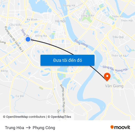 Trung Hòa to Phụng Công map