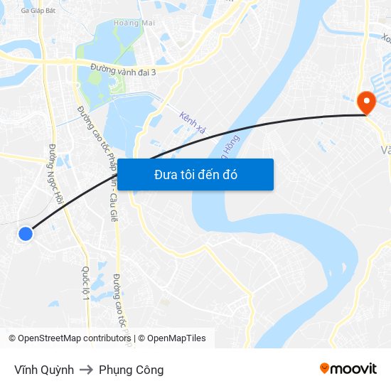 Vĩnh Quỳnh to Phụng Công map