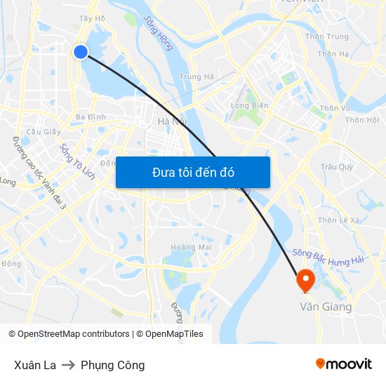 Xuân La to Phụng Công map