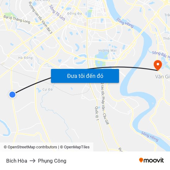 Bích Hòa to Phụng Công map