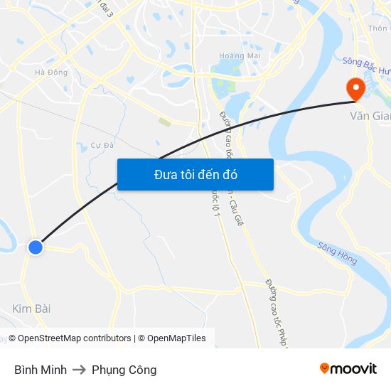 Bình Minh to Phụng Công map