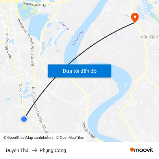 Duyên Thái to Phụng Công map