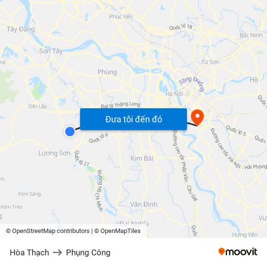 Hòa Thạch to Phụng Công map