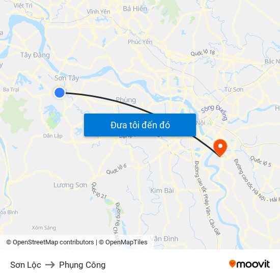 Sơn Lộc to Phụng Công map