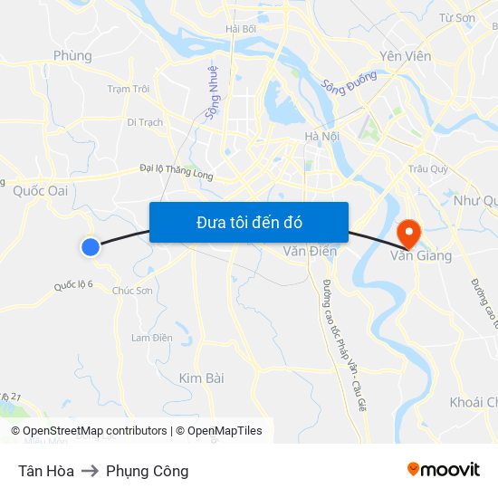 Tân Hòa to Phụng Công map