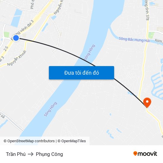 Trần Phú to Phụng Công map