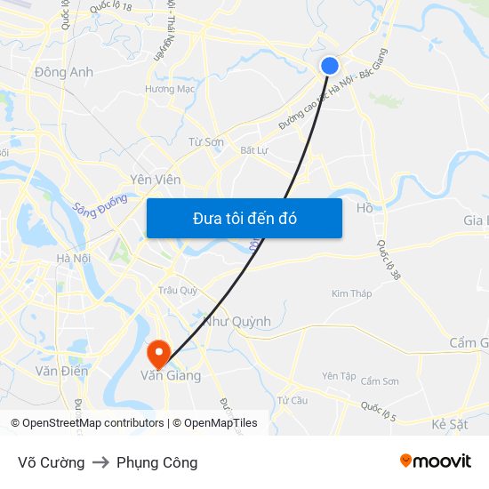 Võ Cường to Phụng Công map