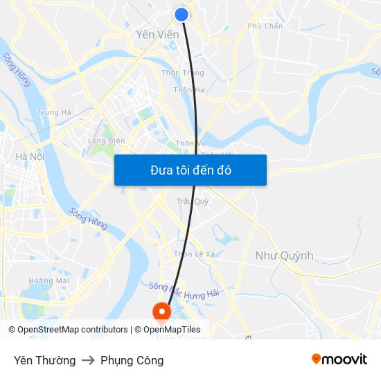 Yên Thường to Phụng Công map