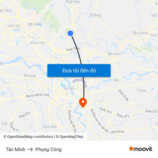 Tân Minh to Phụng Công map