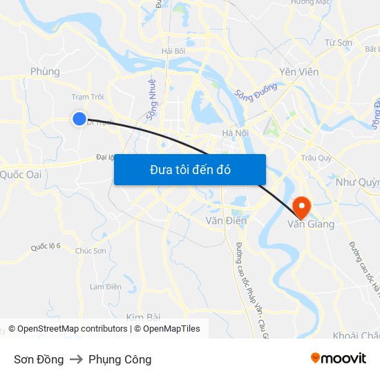 Sơn Đồng to Phụng Công map