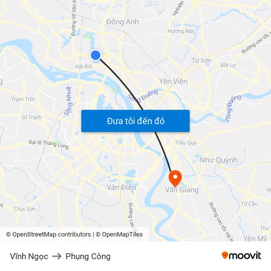 Vĩnh Ngọc to Phụng Công map