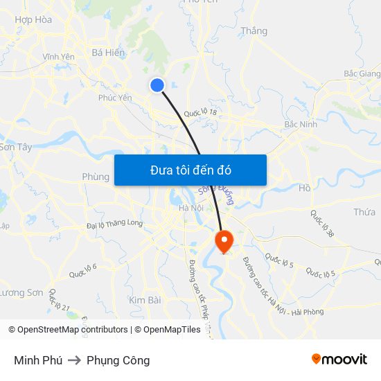 Minh Phú to Phụng Công map