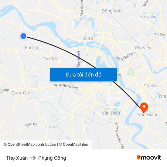 Thọ Xuân to Phụng Công map