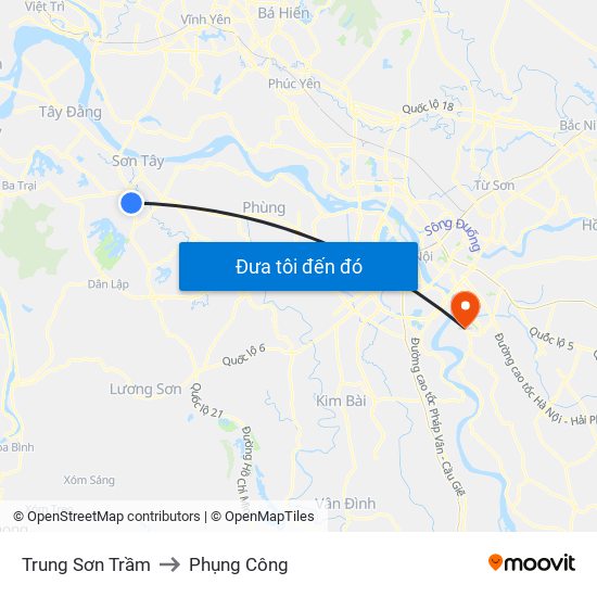 Trung Sơn Trầm to Phụng Công map