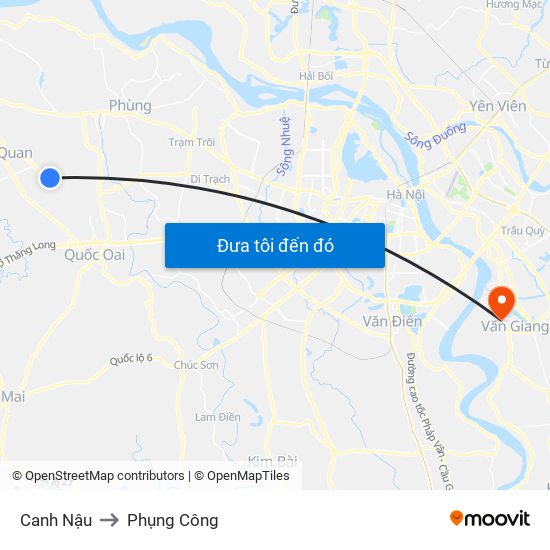 Canh Nậu to Phụng Công map