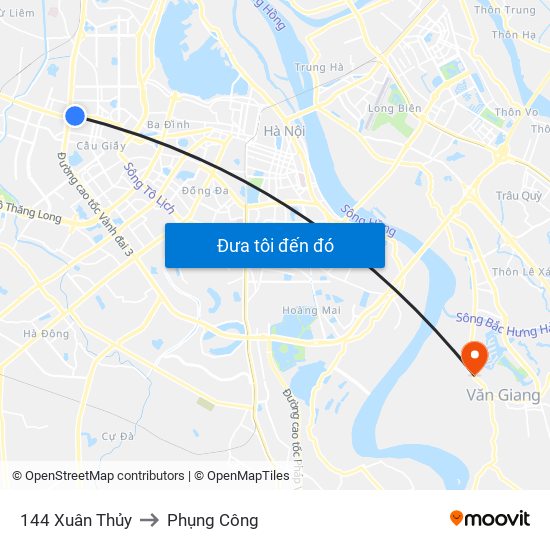 144 Xuân Thủy to Phụng Công map