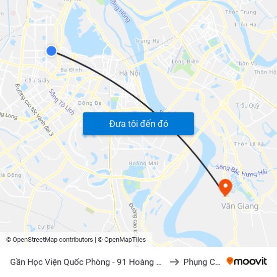 Gần Học Viện Quốc Phòng - 91 Hoàng Quốc Việt to Phụng Công map