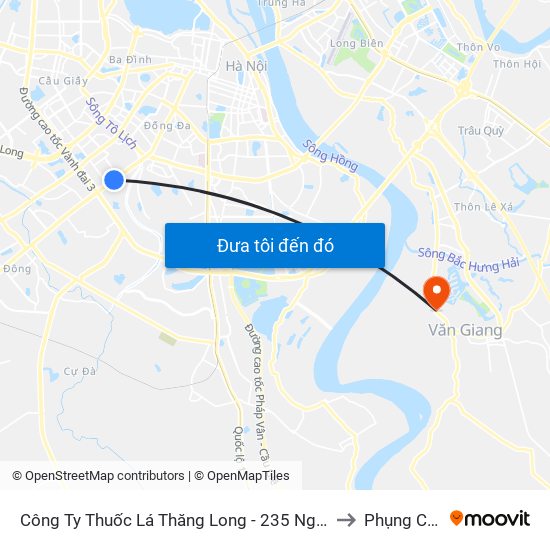 Công Ty Thuốc Lá Thăng Long - 235 Nguyễn Trãi to Phụng Công map
