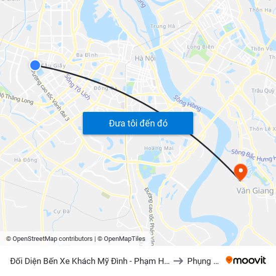 Đối Diện Bến Xe Khách Mỹ Đình - Phạm Hùng (Cột Trước) to Phụng Công map