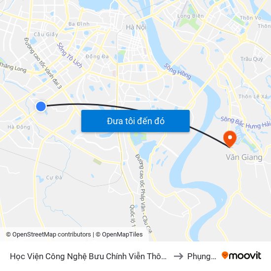 Học Viện Công Nghệ Bưu Chính Viễn Thông - Trần Phú (Hà Đông) to Phụng Công map