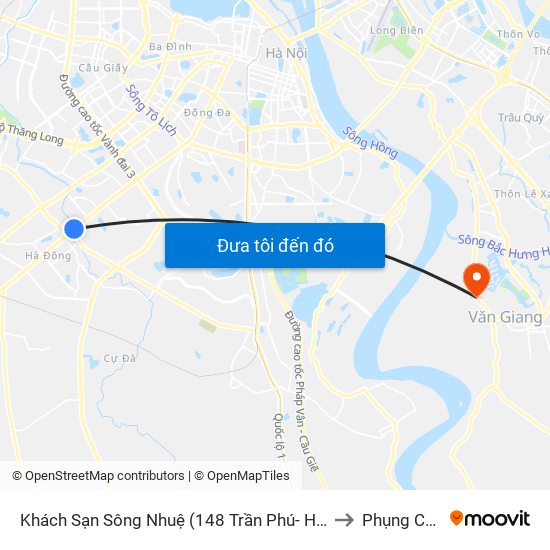 Khách Sạn Sông Nhuệ (148 Trần Phú- Hà Đông) to Phụng Công map