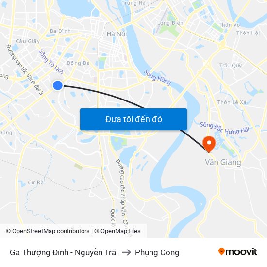 Ga Thượng Đình - Nguyễn Trãi to Phụng Công map