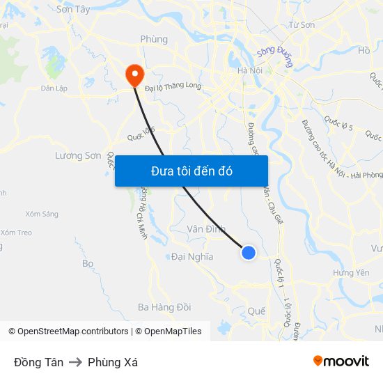 Đồng Tân to Phùng Xá map