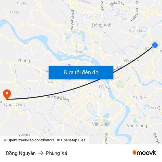 Đồng Nguyên to Phùng Xá map