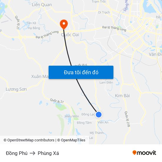 Đồng Phú to Phùng Xá map
