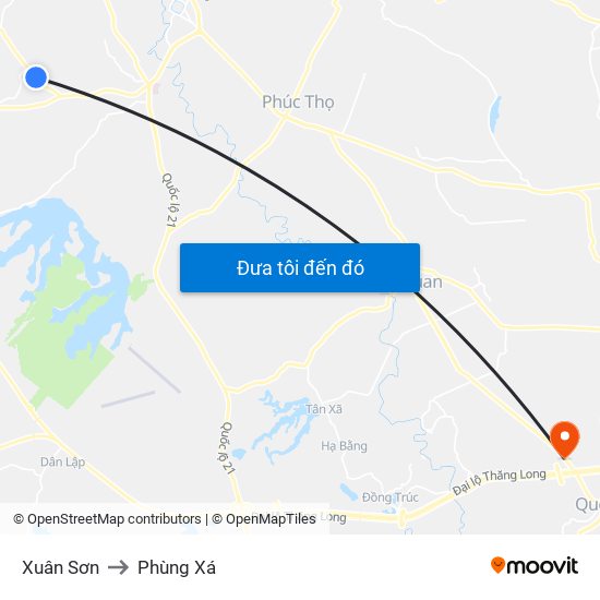 Xuân Sơn to Phùng Xá map