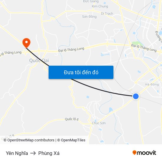 Yên Nghĩa to Phùng Xá map