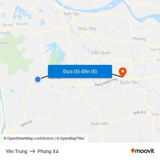 Yên Trung to Phùng Xá map