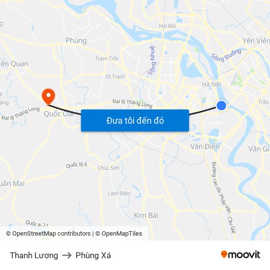 Thanh Lương to Phùng Xá map