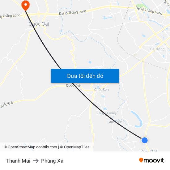 Thanh Mai to Phùng Xá map