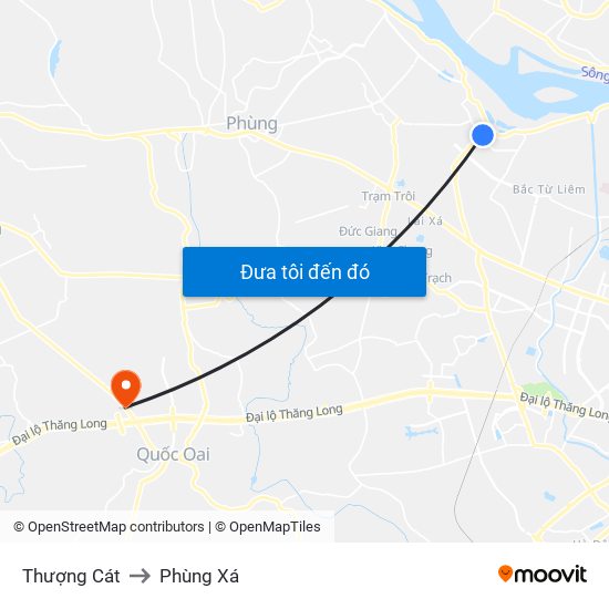 Thượng Cát to Phùng Xá map