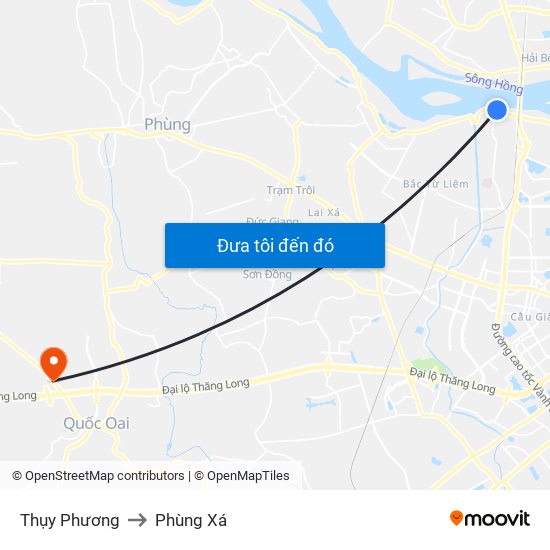 Thụy Phương to Phùng Xá map