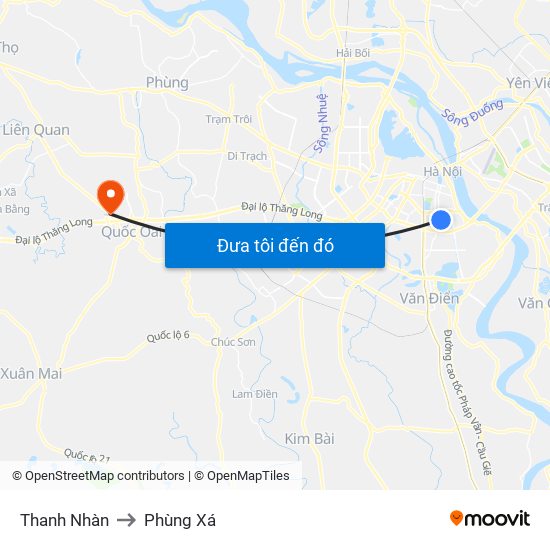 Thanh Nhàn to Phùng Xá map
