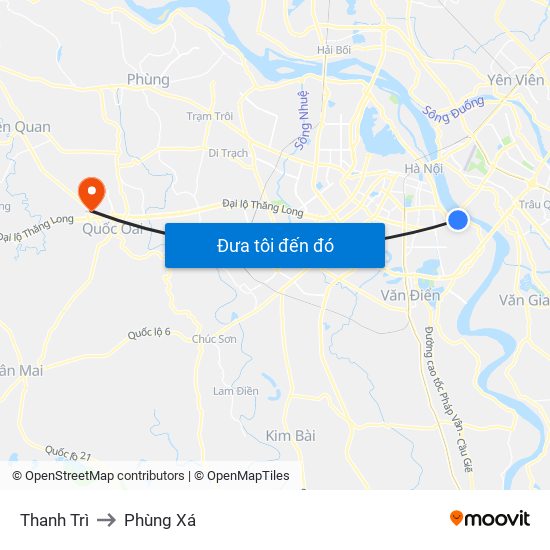 Thanh Trì to Phùng Xá map