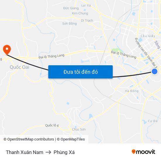 Thanh Xuân Nam to Phùng Xá map