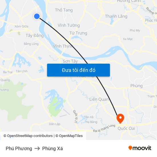 Phú Phương to Phùng Xá map