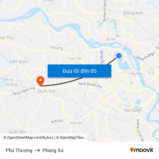 Phú Thượng to Phùng Xá map