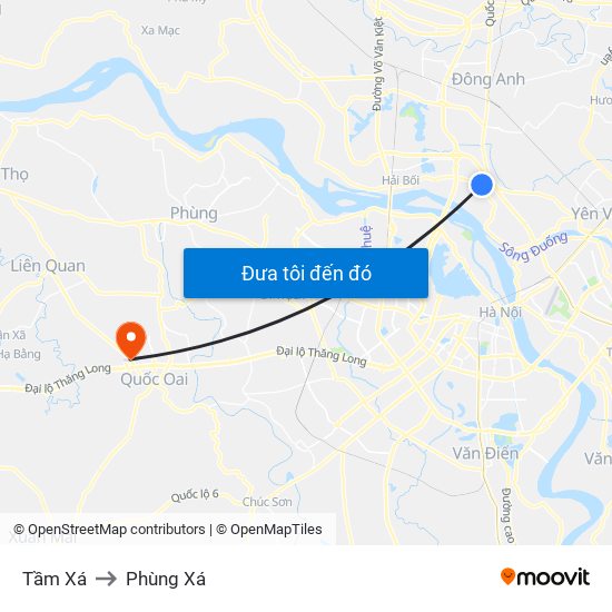 Tầm Xá to Phùng Xá map