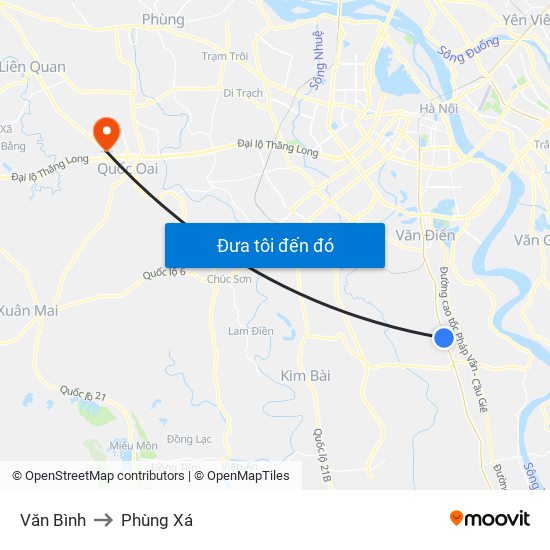 Văn Bình to Phùng Xá map